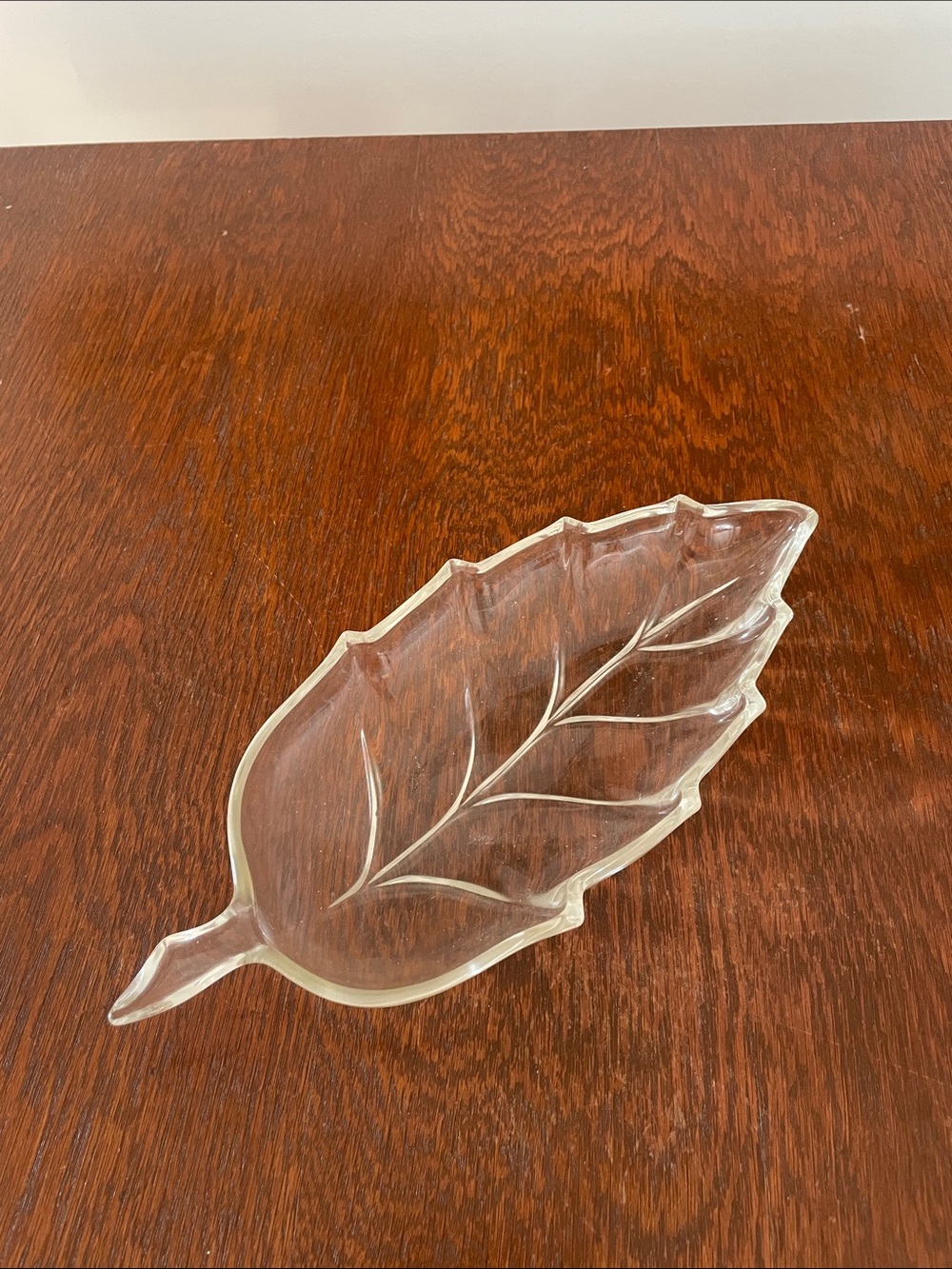 Clear Glass Leaf-Shaped dish by Hazel atlas  - Classic Home Dining